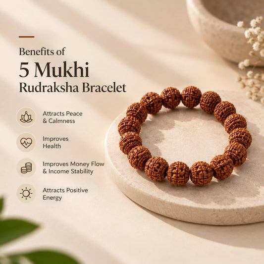 5 Mukhi Rudraksha Bracelet - 100% Original & Lab Certified