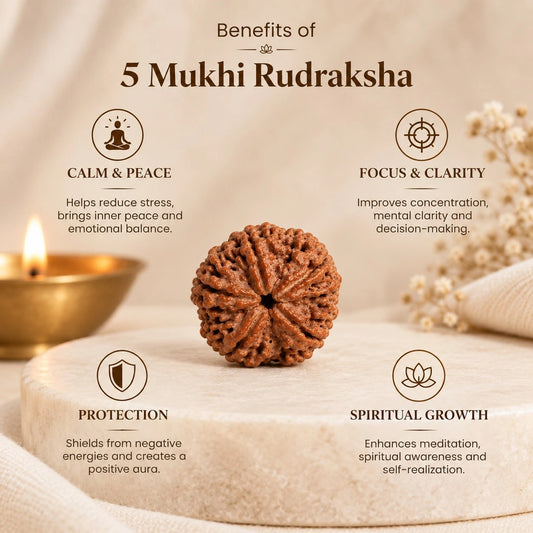5 Mukhi Rudraksha (Panch Mukhi) - Nepal Origin, Lab Certified
