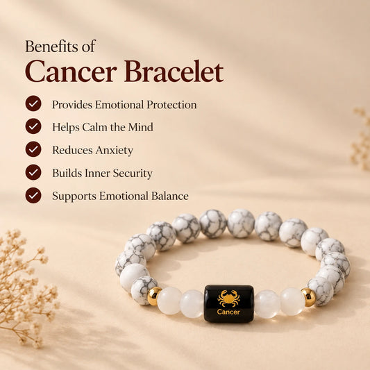 Cancer (कर्क राशि) Zodiac Bracelet - Howlite & Milky Quartz