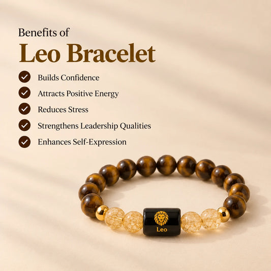 Leo (सिंह राशि) Zodiac Bracelet - Tiger Eye & Citrine