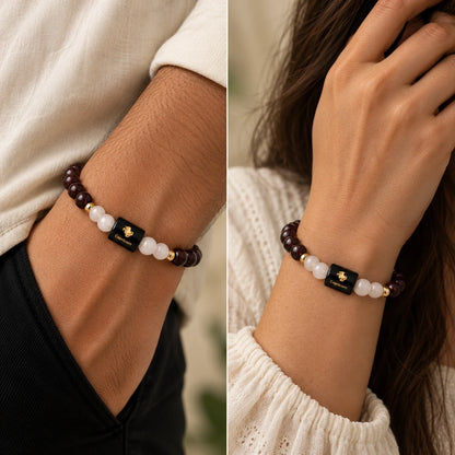 Scorpio (वृश्चिक राशि) Zodiac Bracelet - Black Obsidian & Milky Quartz