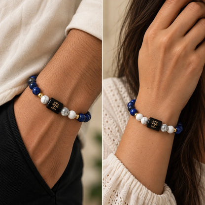 Libra (तुला राशि) Zodiac Bracelet - Lapis Lazuli & Howlite