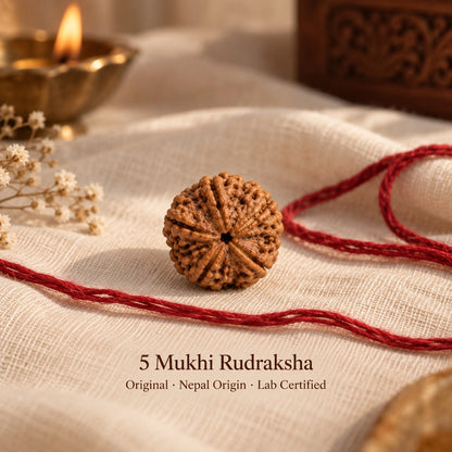 5 Mukhi Rudraksha (Panch Mukhi) - Nepal Origin, Lab Certified