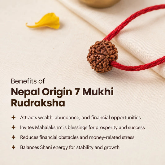 7 Mukhi Rudraksha (Saath Mukhi) - Nepal Origin, Lab Certified