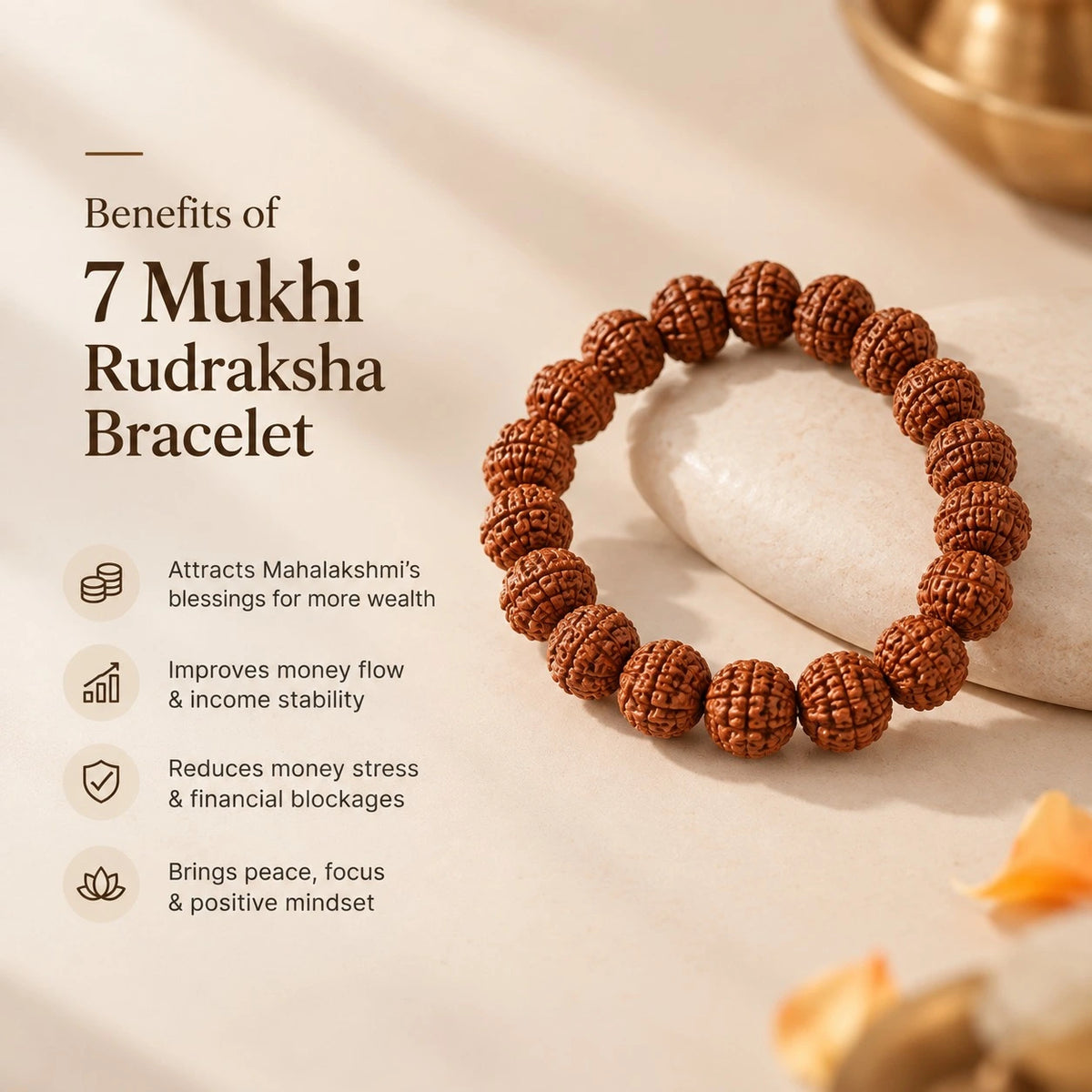 7 Mukhi Rudraksha Bracelet - Original & Lab Certified