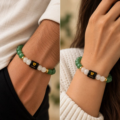 Gemini (मिथुन राशि) Zodiac Bracelet - Green Aventurine & Milky Quartz