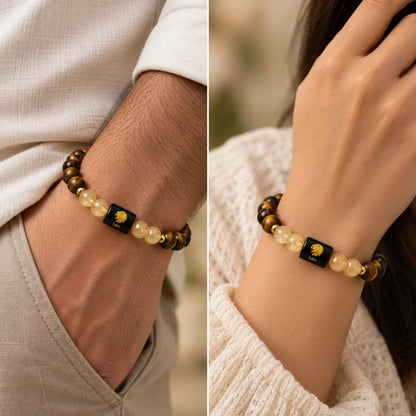 Leo (सिंह राशि) Zodiac Bracelet - Tiger Eye & Citrine